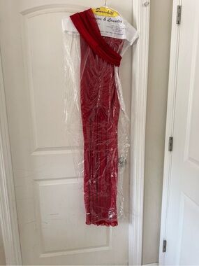 Meshki Red One-Shoulder Ruched Wedding Dress